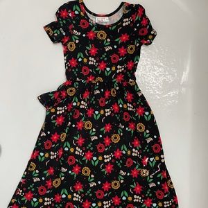 Maxi Holiday print dotdot smile dress 3/4 with POCKETS